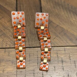 NWOT Orange and Gold Geometric Earrings Super light